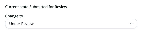 GCTLC website moderation state switch changing form Ready for Review to Under Review 